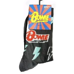 Official David Bowie Women's Socks Lightening Bolt Black Blue Red OSFM US 6-9.5